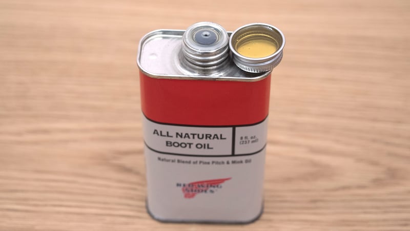 red wing boot oil closeup