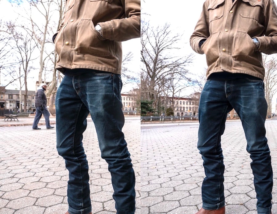 iron heart 18oz overdye jeans fades