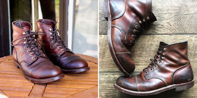 old iron ranger boots in amber harness