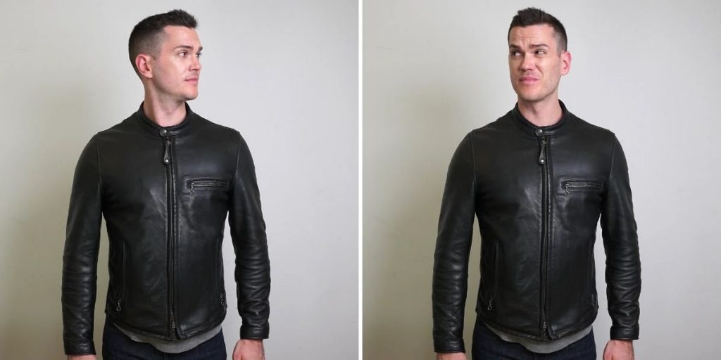 schott cafe racer leather jacket front view