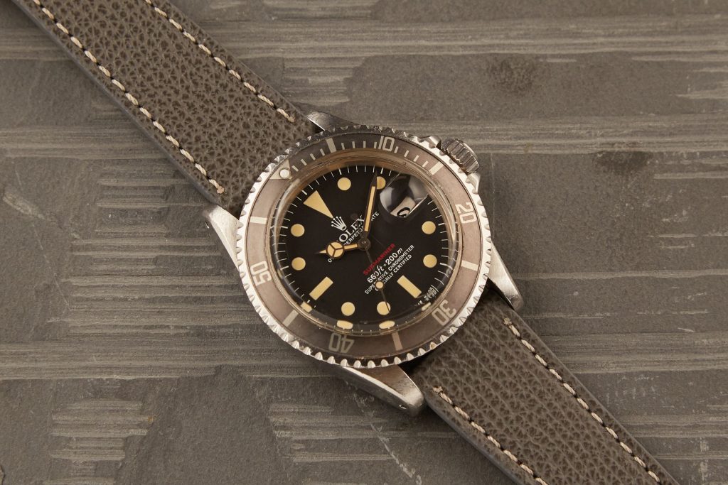 textured leather watch strap