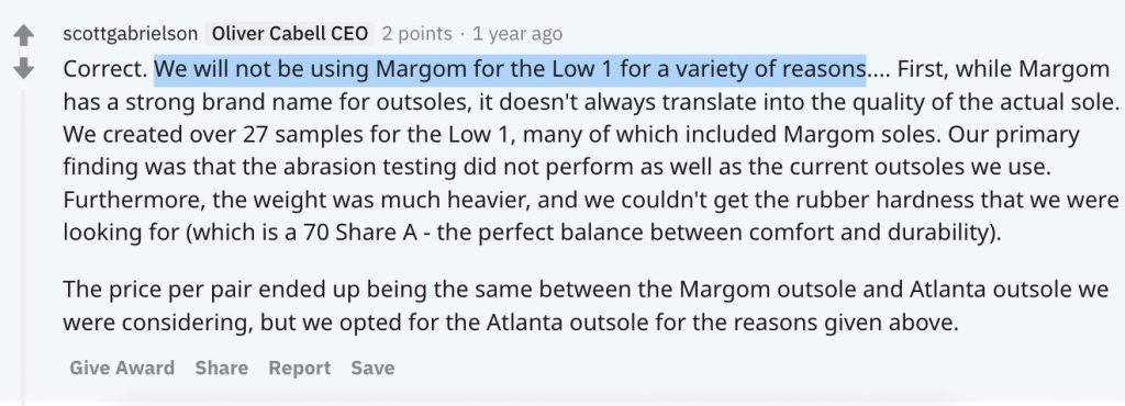 margom sole on reddit