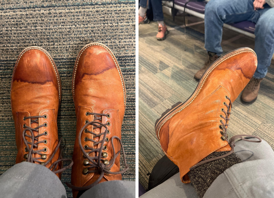Nicks salt stained boots
