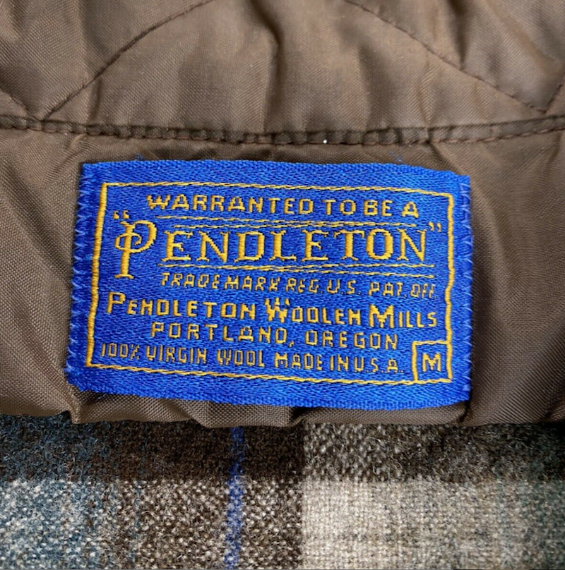 A Pendleton label from the 1950s to 60s