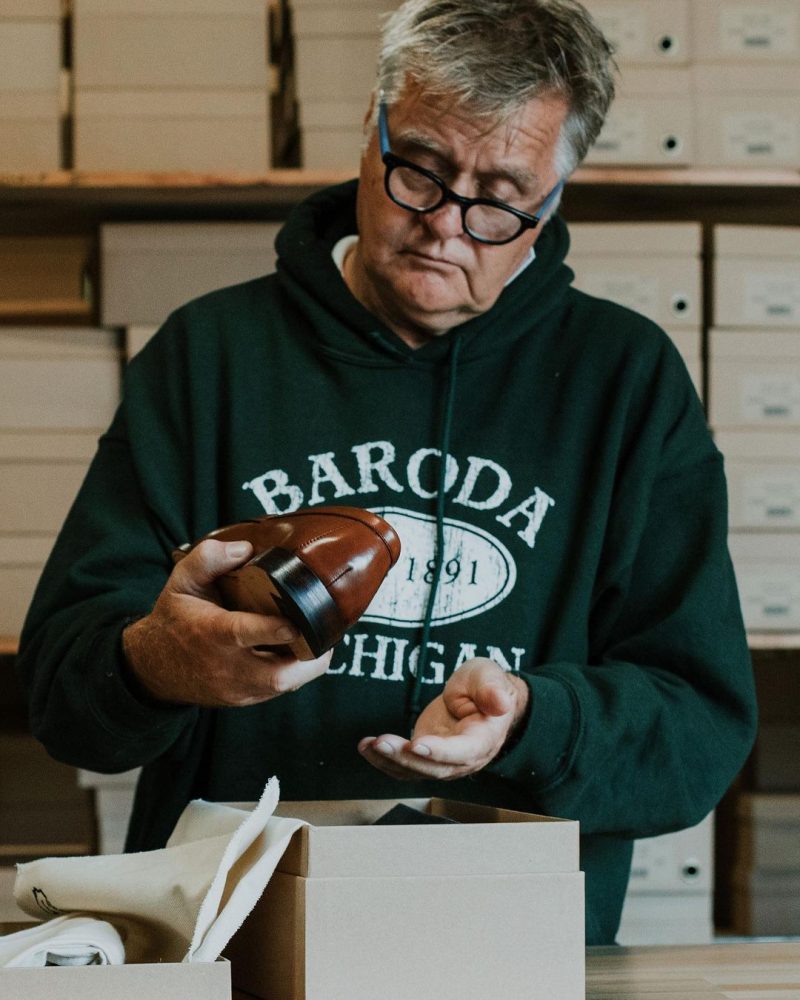 Rand Gilmore Inspecting Grant Stone Shoes