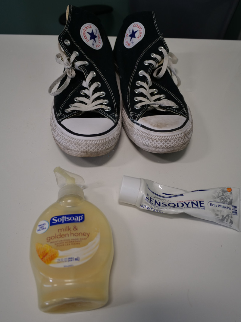 Converse cleaned with soap and tooth paste