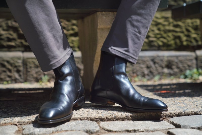 Tannerie D'annonay's world famous box calf leather on Carmina's Chelsea