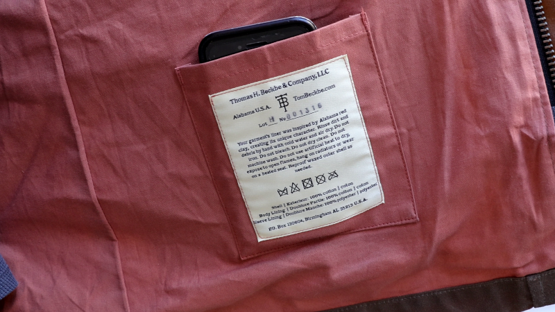 tom beckbe tensaw lining and phone pocket