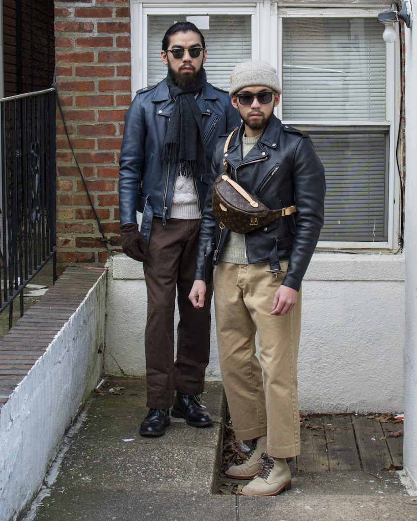 two men in the schott perfecto leather jacket 618