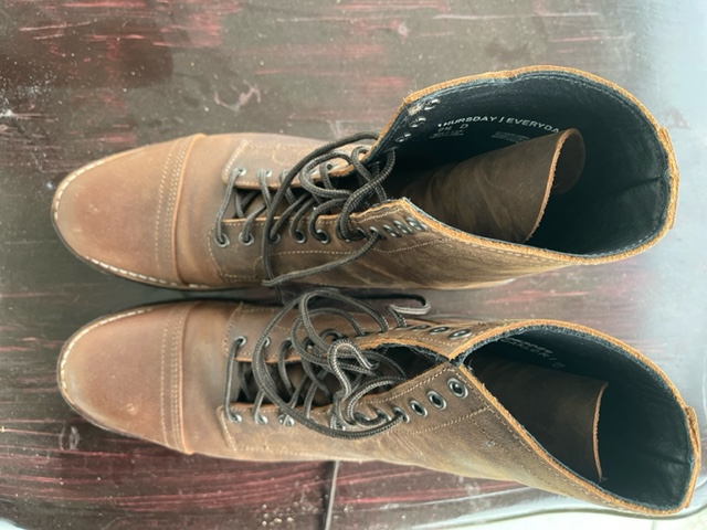 thursday logger boot overhead view
