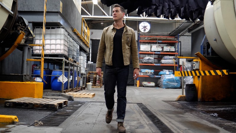 Nick waling in the Thursday Boot Factory wearing Presidents
