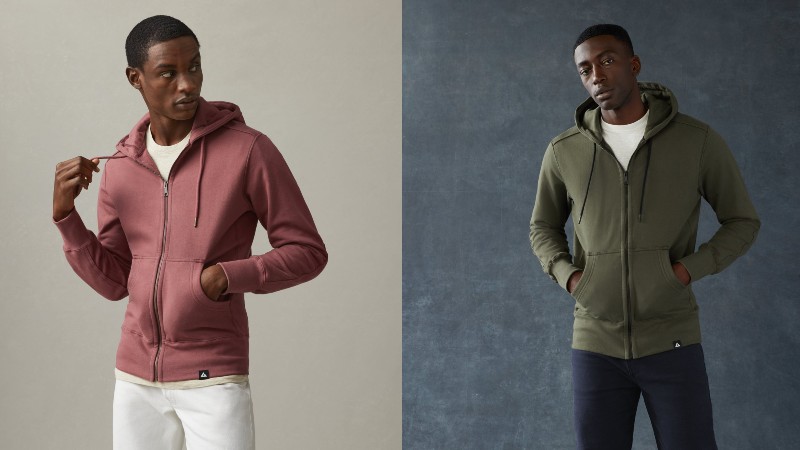 American Giant Hoodie in pink and Green