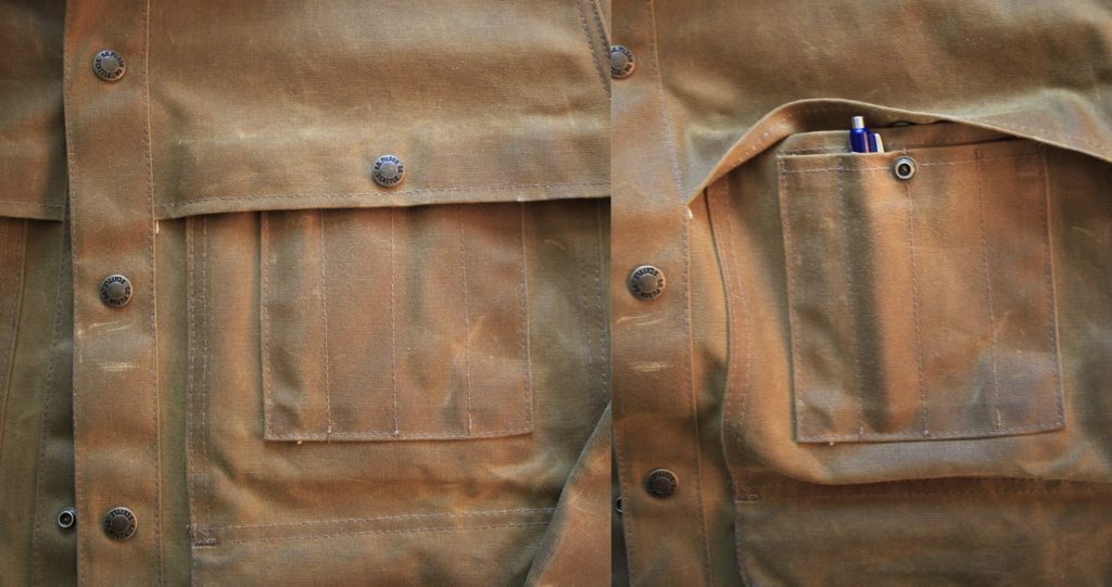 filson tin cloth cruiser chest pocket