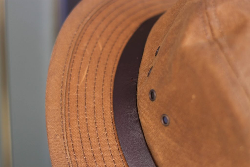 filson tin cloth packer hat closeup