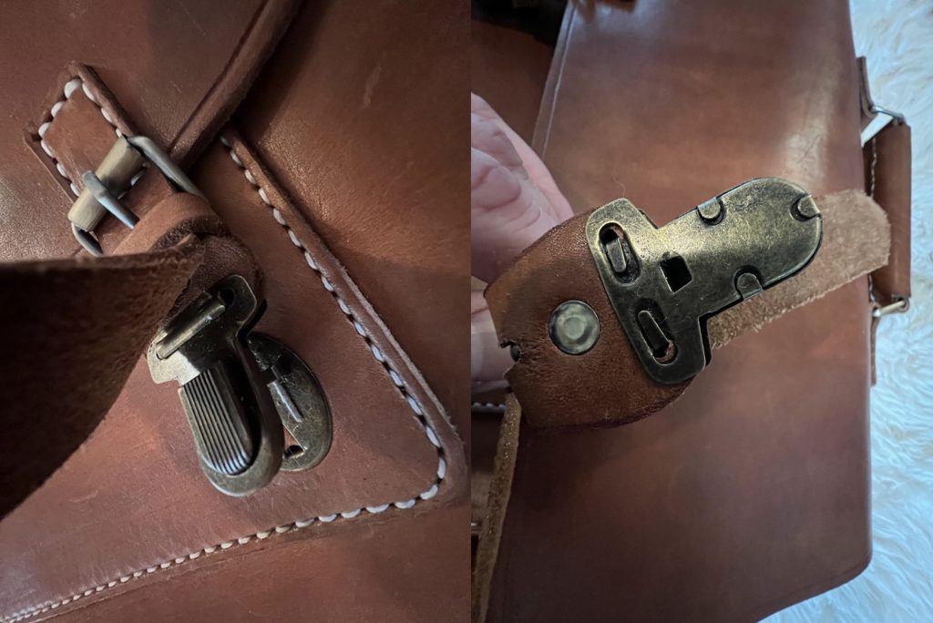 linden leather messenger bag hardware