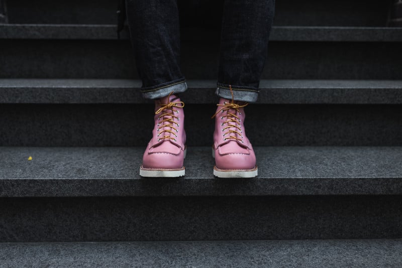 Red Wing Pink Moc Toe Boot front