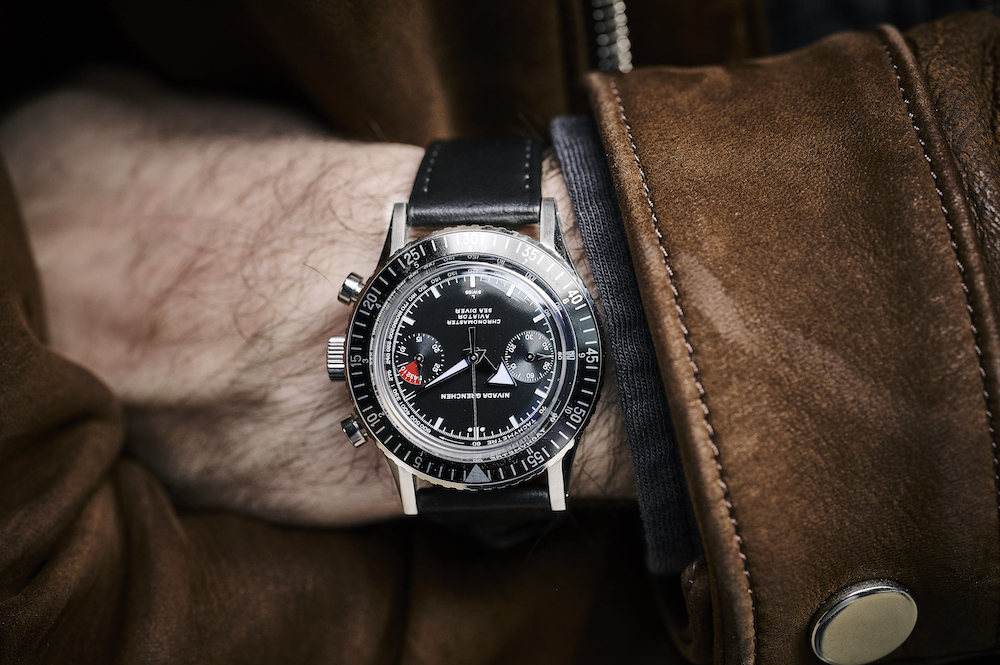 Nivada Grenchen Chronomaster Aviator Sea Diver hand