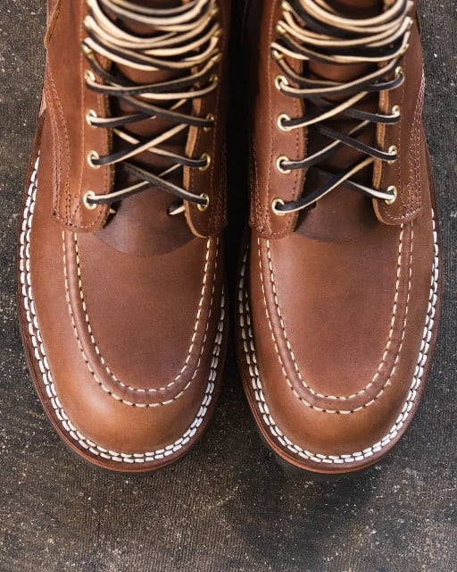 Nicks handmade boots moc toe, toe stitching