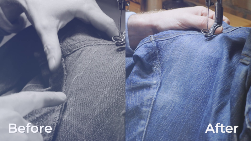 Darning Before and After