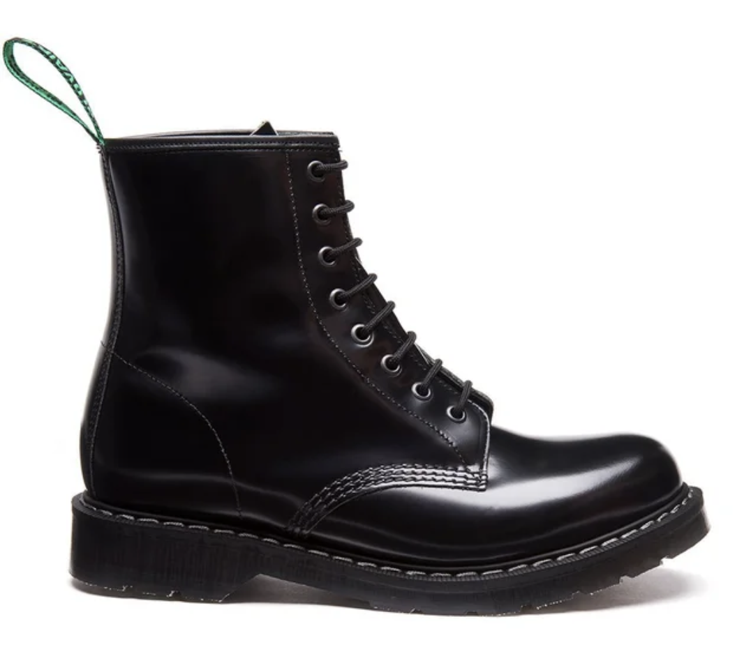 Solovair Black Hi-Shine Derby Boot