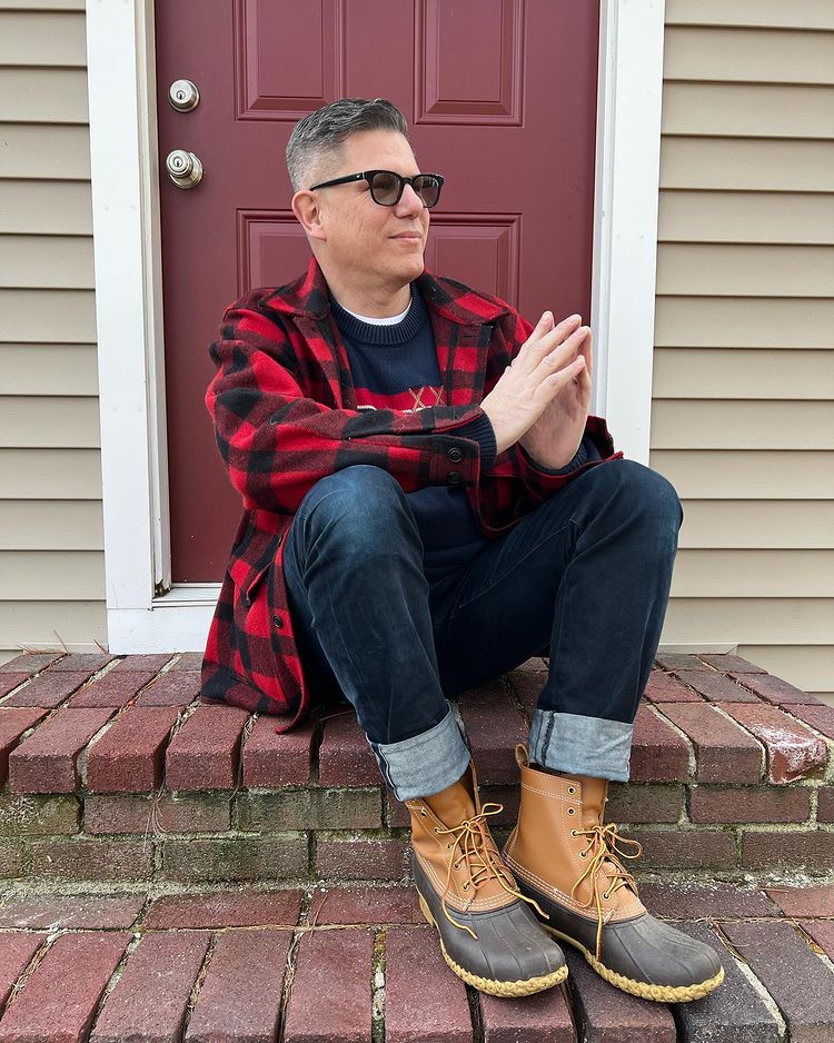 ll bean duck boots on feet