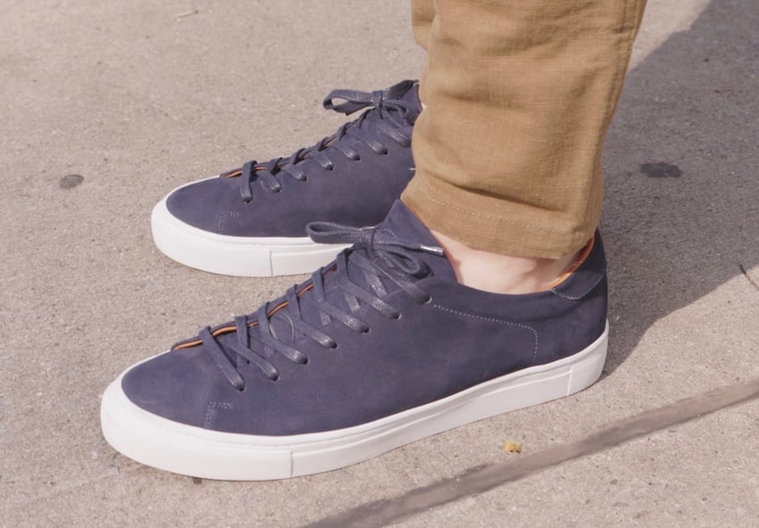 blue suede sneakerrs
