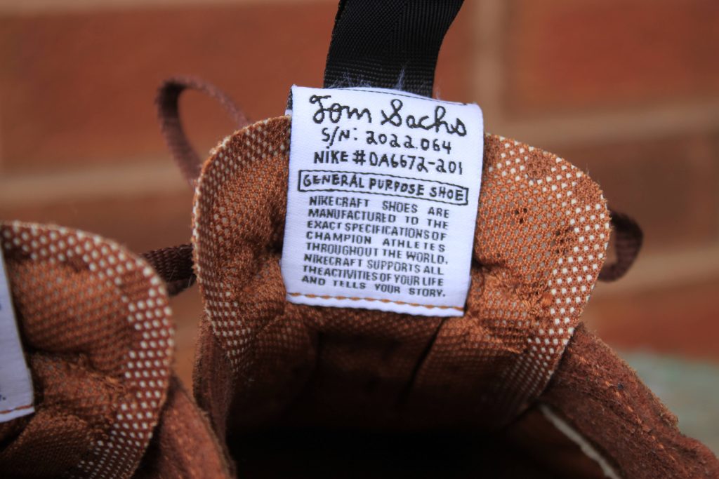 tom sachs nikecraft general purpose shoe label