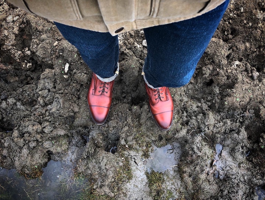 edward green galway boot on feet