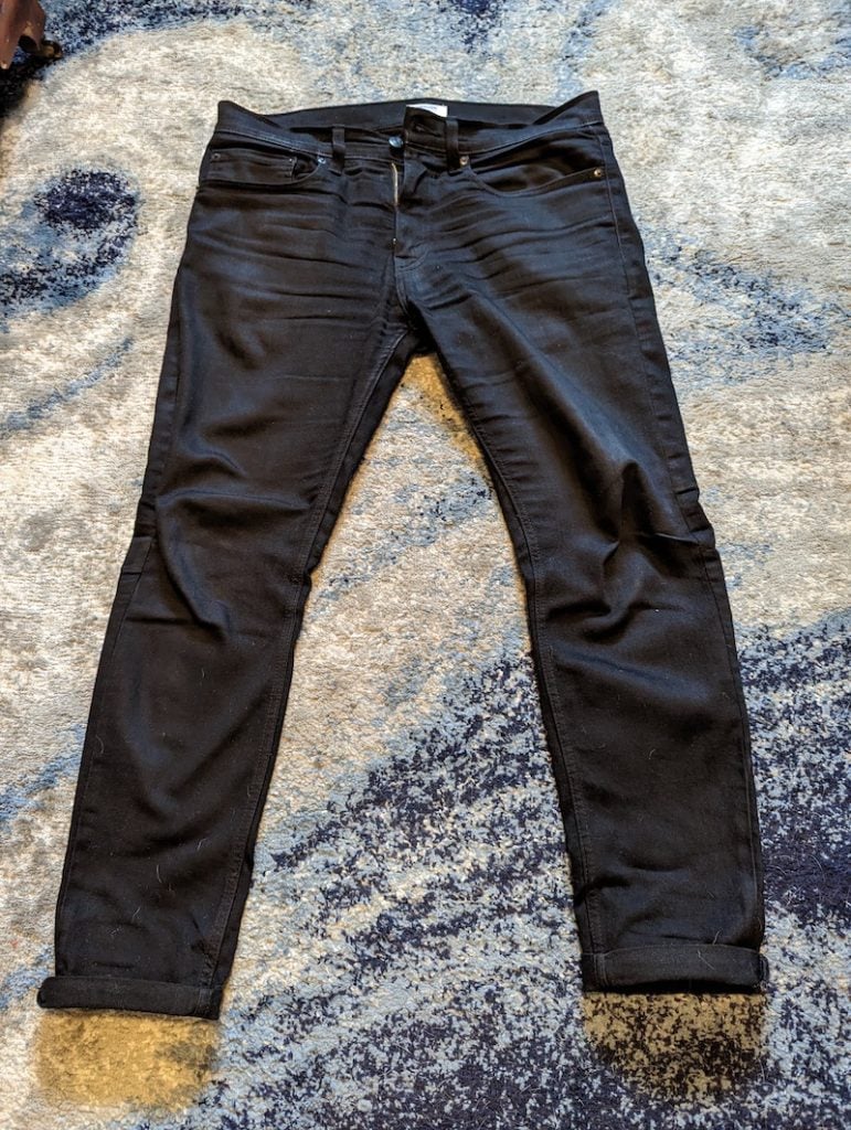 denizen black jeans worn