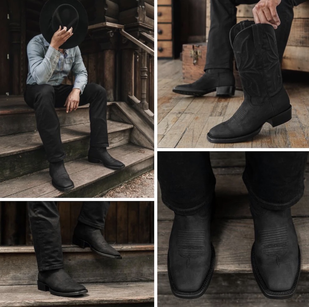 thursday cowboy boots black matte