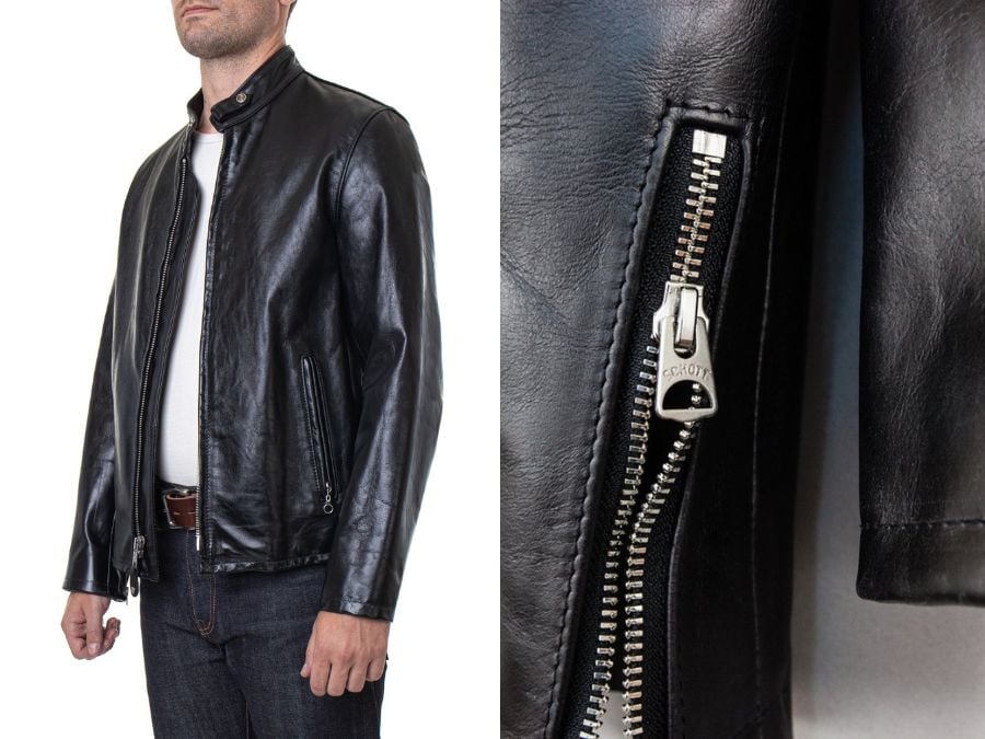 cowhide casual racer-leather jacket