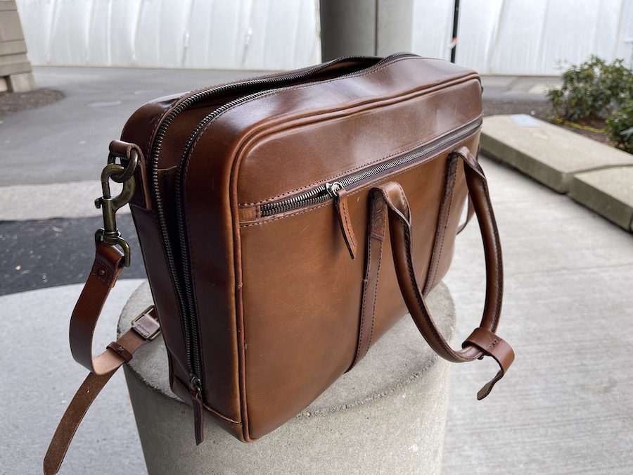 satchel and page counselor briefcase leather patina