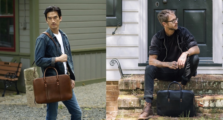 satchel page briefcase brown and black