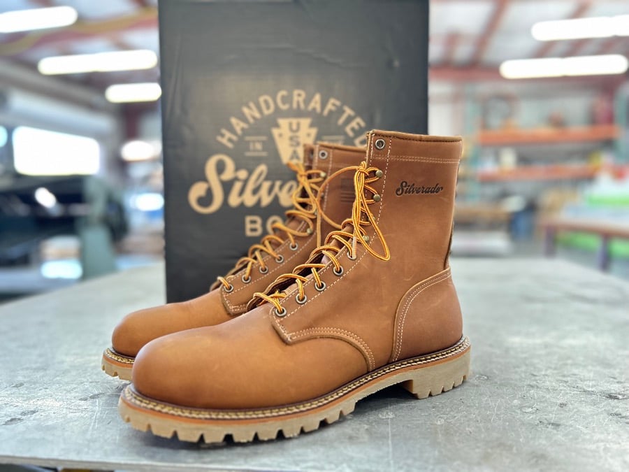 silverado lumberjack work boots and box