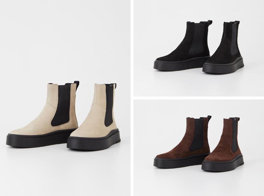 vagabond stacy boot colors whiite, black and brown