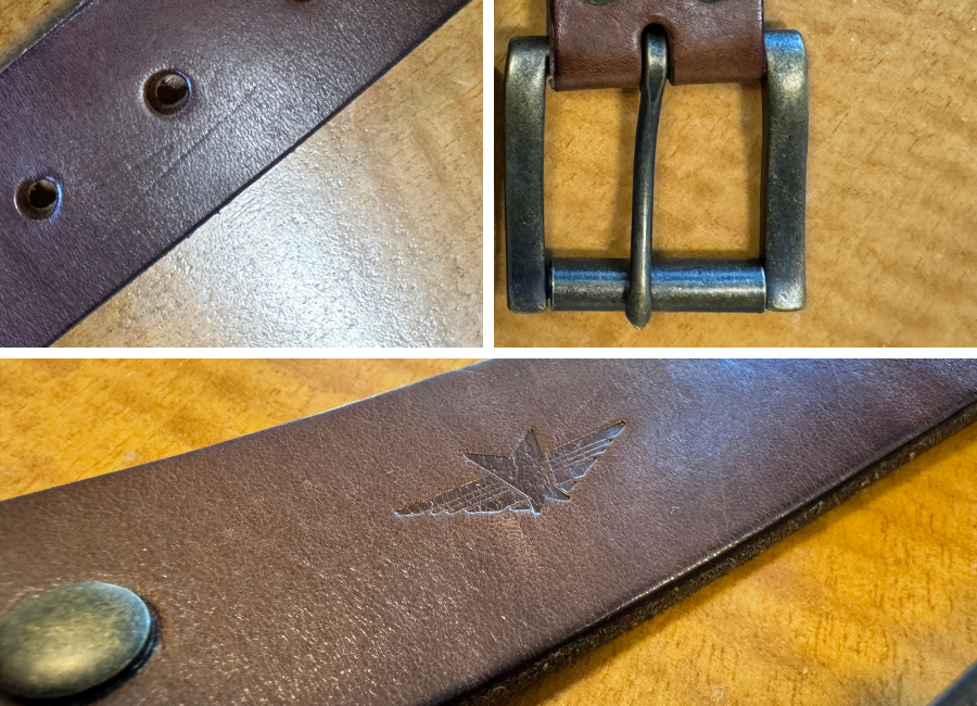 1.5 Inch Satchel & Page belt leather and hardware patina after one year