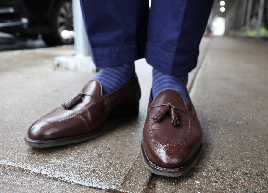 striped socks with loafers