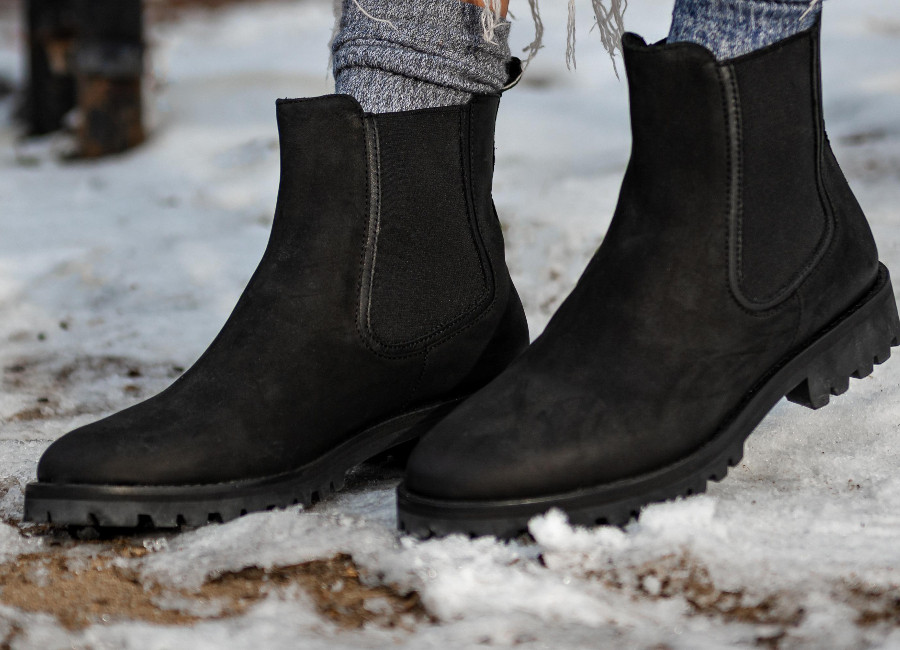 Thursdays Matte Black Legend Chelsea boot lug sole