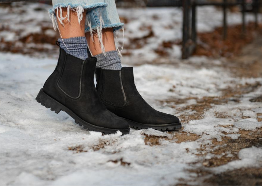 Thursdays Matte Black Legend Chelsea boot up close