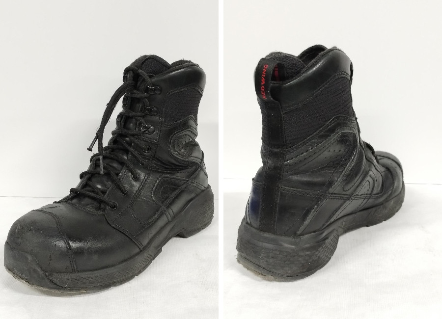Left: Red Wing Exo Lite front, it's a noticeably tactile boot. Right: Red Wing exo light back emphasizing the shock absorbing sole