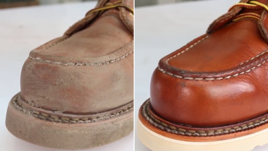 boots before and after being cleaned