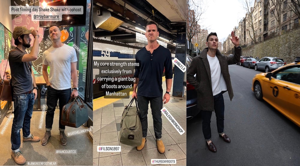 three outfits with jeans