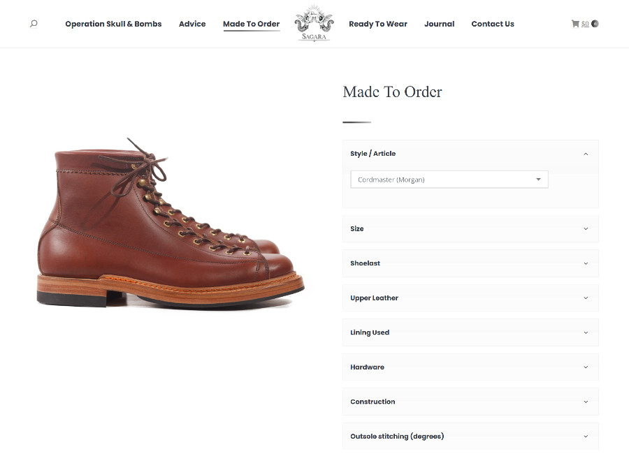 A screen shot of Sagara's Made to Order boot menu