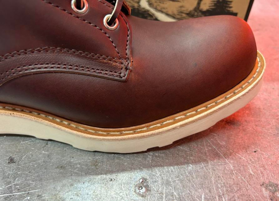 The White's Sprindale round toe and Goodyear welt construction up close