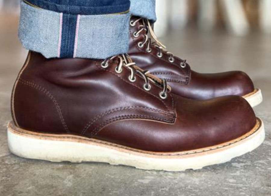 White's Springdale Double Shoe hot stuffed leather up close