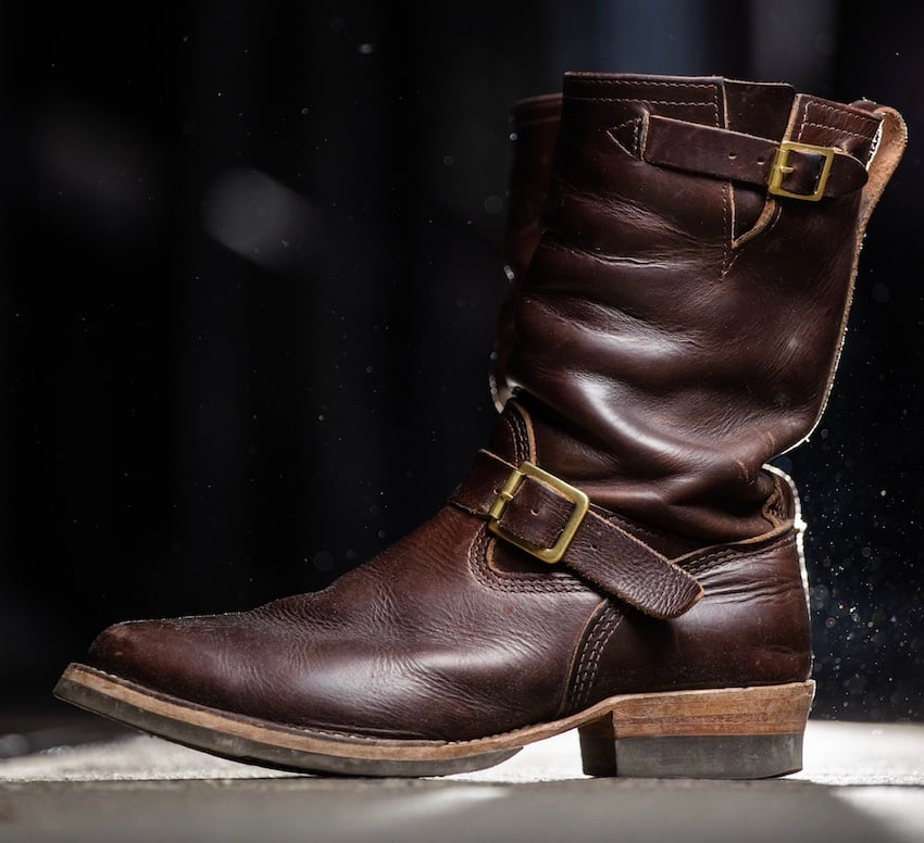 brown engineer boots from wesco