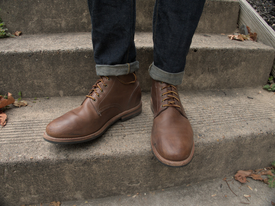 Trench boots by Oak Street worn with jeans