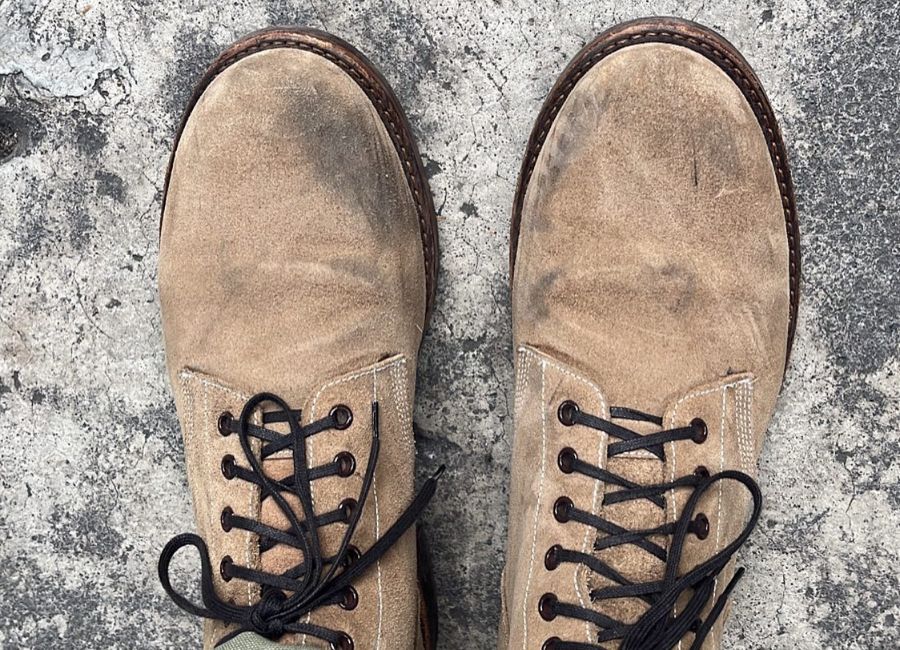 oak street trench boots scuffs on toe