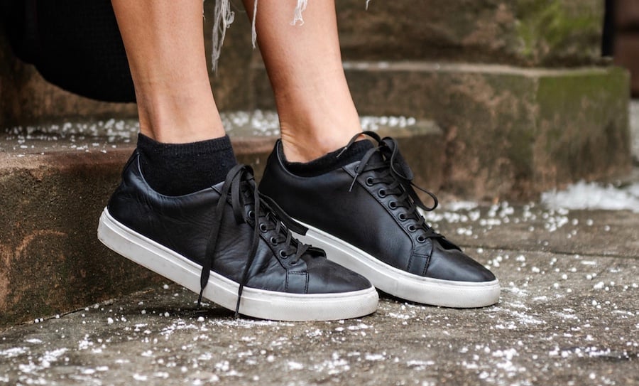 black leather sneaker for women