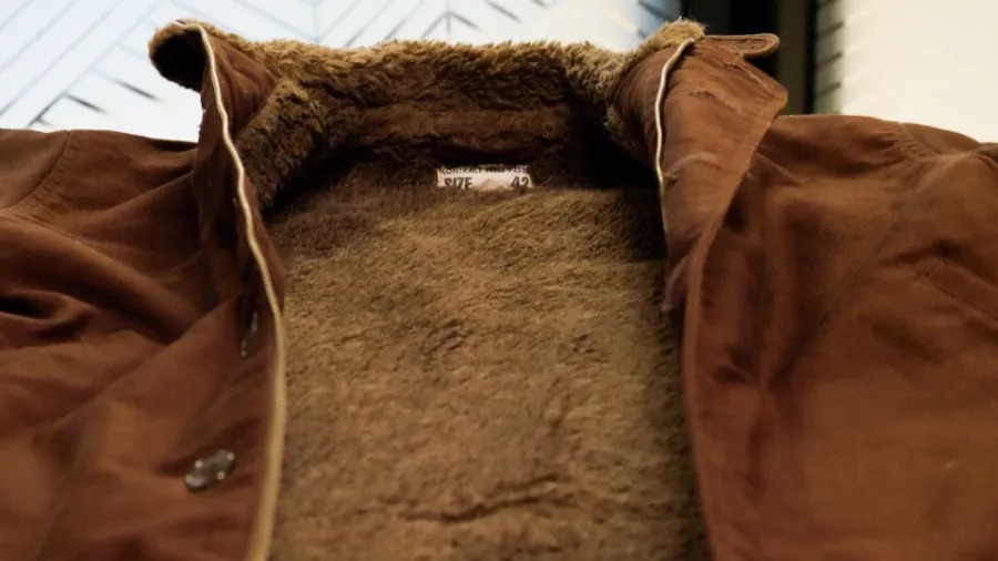 Deck jacket showing its soft lining close-up